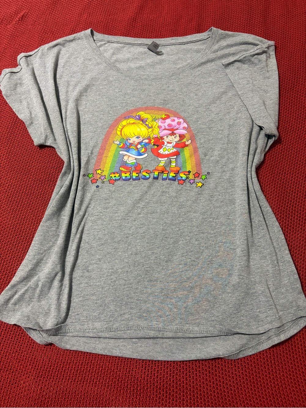 Next Level Apparel T shirt 'Besties' Rainbow Brite and Strawberry Shortcake - Picture 2 of 6